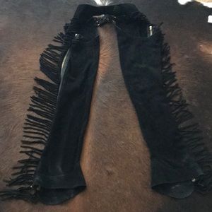 Like new black suede fringe chaps.